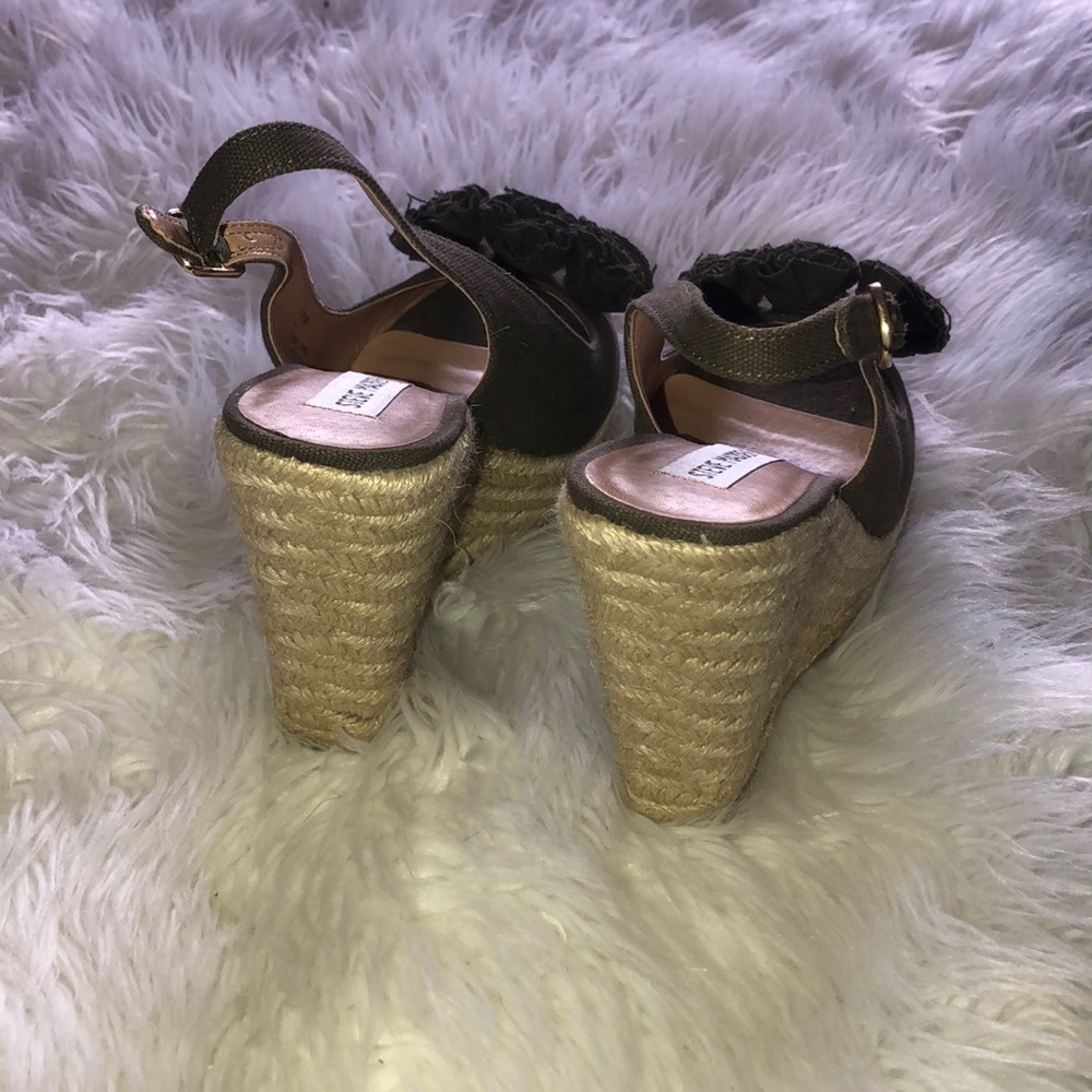Steve Madden espadrille peep-toe army green Wedges - Picture 2 of 4